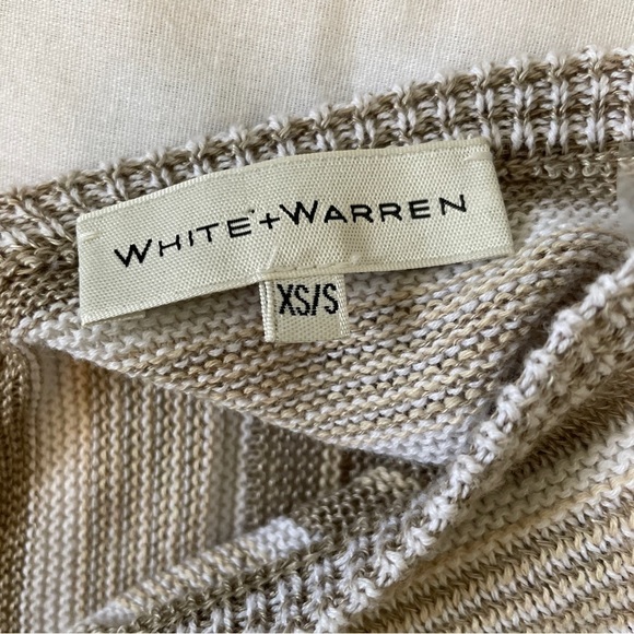 White + Warren XS / Small Poncho Top ~ Striped Linen Oversized Lagenlook Coastal - Picture 3 of 8